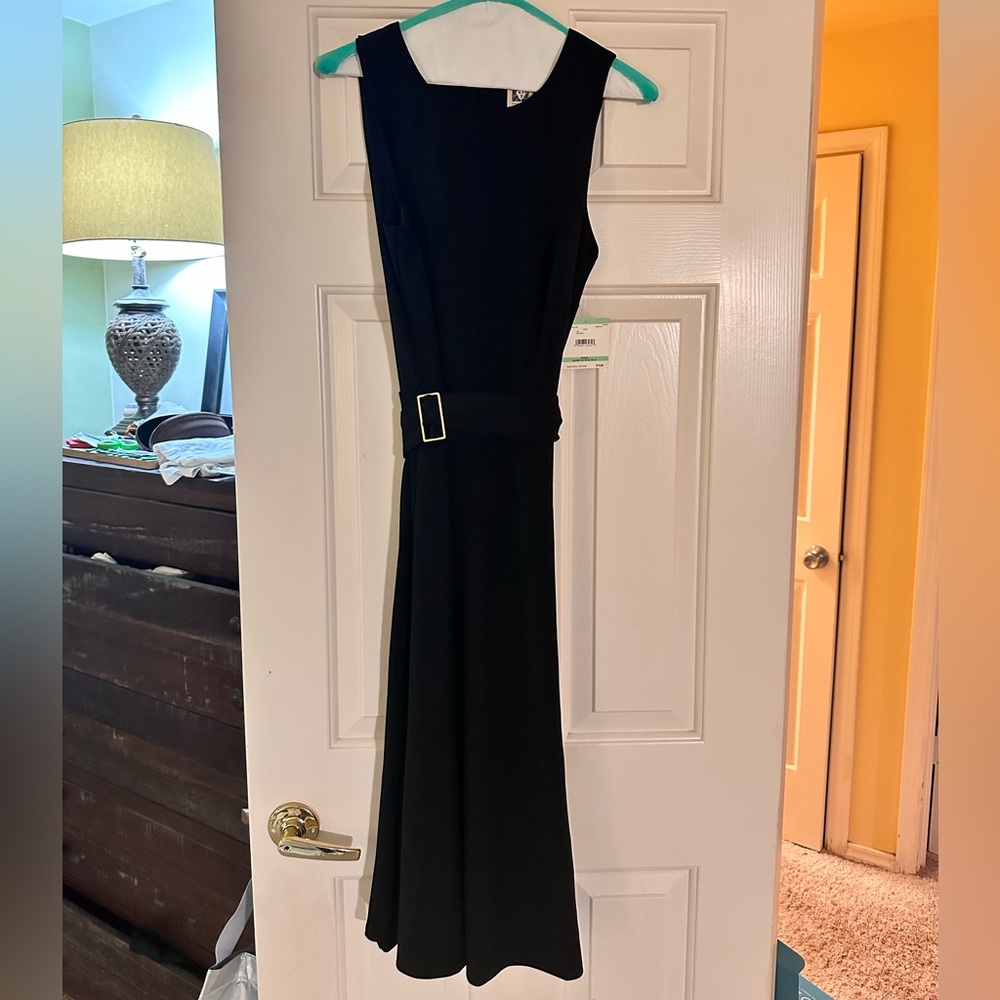 Anne Klein Black Midi Dress with Belt